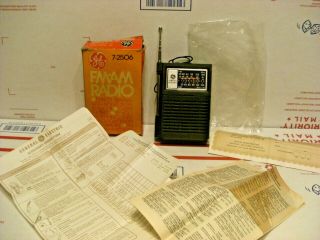 Vintage Ge General Electric Am / Fm Portable Radio 7 - 2506 W/ Box & Paperwork