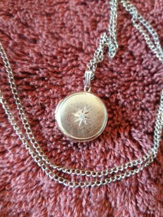 Vintage A & Z Locket And Chain Necklace Marked 1/20 14k G.  F.  & 1/20 12k G.  F.