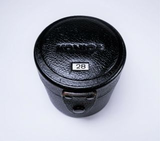 Vintage Konica Leather Lens Case For Wide Angle,  Standard Lenses - Red Felt Int