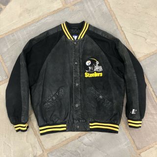 Vtg 90s Logo Athletic Pittsburgh Steelers Varsity Letterman Jacket Mens Large