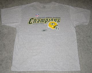 Green Bay Packers 2007 Division Champions Reebok T - Shirt - Size Adult Large