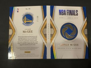 2018 - 19 Panini Opulence NBA Finals Booklet JaVale McGee GU Patch 8/13 Warriors 2