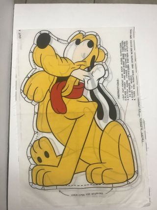 Vintage Walt Disney Production Pluto Doll Fabric Pillow Panel Uncut