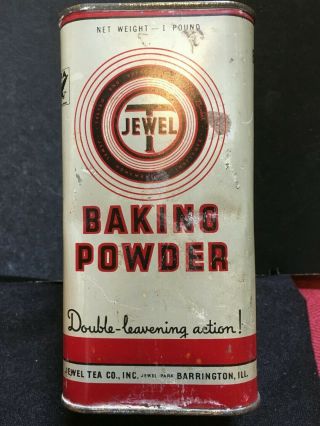 Vintage Baking Powder Tin: Jewel Tea Co.  Tall Tin Small Dents