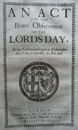 Cromwell Act 1657 Lords Day Rules Commonwealth Ban Singing Maypole Dancing Ale