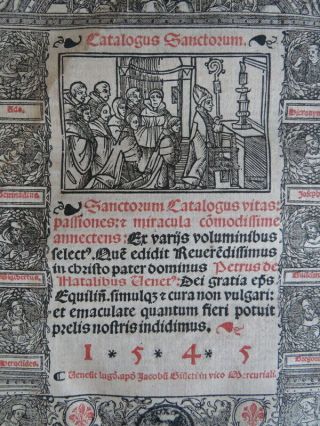 Catalogus Sanctorum Vitas 1545 Natalibus Vellum Woodcut Lives Saints Martyrs