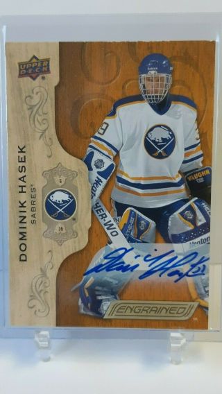 2018 - 19 Ud Engrained Base Card Autograph Buffalo Sabres Dominik Hasek On Card 34