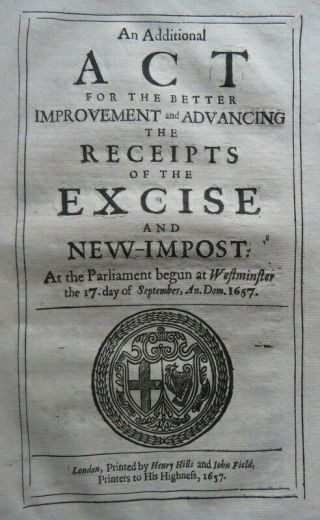 MERCHANDIZE VALUE EXCISE 1657 COMMONWEALTH ACT Cromwell DUTY COST DRUGS EXPORT 3