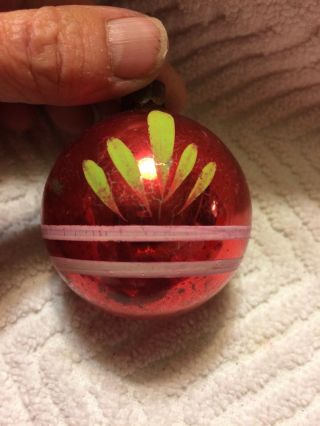 Vintage Usa Red Hand Painted Mercury Glass Christmas Tree Ornaments 2