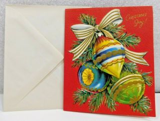 Vintage Indent Ornament Christmas Card,  Made In Usa,