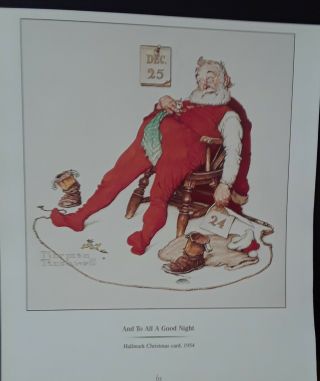 Norman Rockwell - - " Dec.  25th " Santa Clause,  - Holiday Art Print - - 8x7