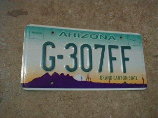 Obsolete Type Arizona Embossed Desert Government License Plate G - 307ff