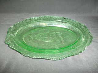 (1) Vintage Green Depression Glass 11.  5 X 8.  5 " Serving Platter 1930 
