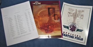 1995 Indy 500 Program,  Insert Line Up,  Pennzoil Decal,  Media Report No Torn Pages