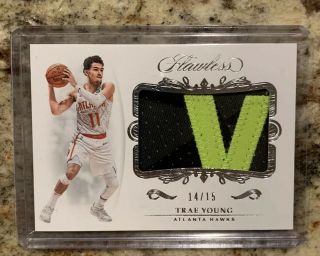 2018 - 19 Panini Flawless Trae Young Rc 14/15 Jumbo Game Worn Rookie Patch Rp