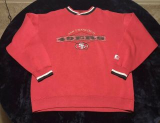 Vtg 90s San Francisco 49ers Red Crewneck Started Sweatshirt Sz Medium