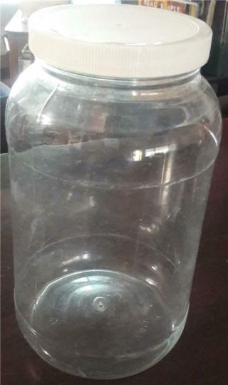 Vintage Grafco,  1 Gallon,  Clear - Plastic Jar With Lid - 10 1/2 " Tall,  5 " Diameter