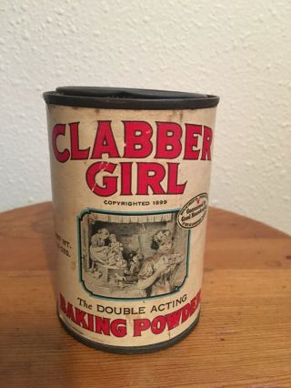 Vintage Clabber Girl Baking Powder 10oz.  Tin.  Empty.