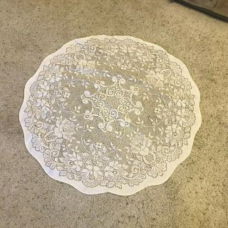 Vintage 36 " Round Lace Doily Tablecloth Cover Off White Table Topper