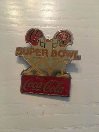 Coke Coca - Cola Bowl Xvi Hat Pin Cincinnati Bengals Vs San Francisco 49ers