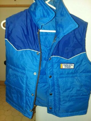 Vintage - Malcolm Smith - Blue Snap Button & Zipper - Puffer Vest - Size M 1970s