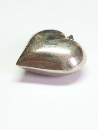 Vintage 925 Sterling Silver 3D Puffy Heart Love Pendant 3