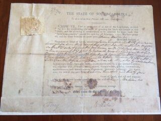 1812 South Carolina Land Grant Signed Governor Henry Middleton Marion Pee Dee Sc