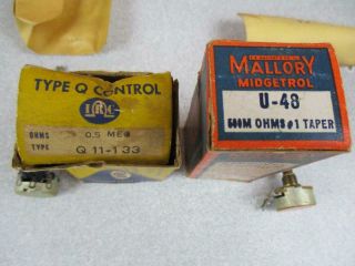 2 Vintage Potentiometer Mallory 500m Ohm Irc 0.  5 Meg Ohm Nos Nib