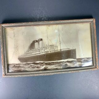 Antique Framed Picture Of Rms Celtic White Star Line Ocean Liner " Big Four "