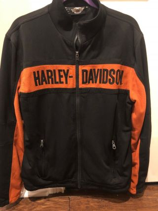 Harley Davidson Mens Bar Shield Orange Black Rider Jacket Sz Medium 3
