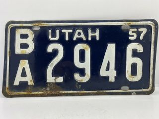 Old Rat Rod Barn Find Antique Automobile Vintage 1957 Utah License Plate Ba 2946