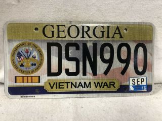 2016 Georgia Army Veteran Vietnam War License Plate
