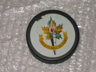 Vintage Hockey Hall Of Fame Puck Blank Back On White Logo General Tire Slug