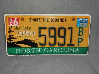 North Carolina Specialty License Plate Tag Blue Ridge Parkway 2013