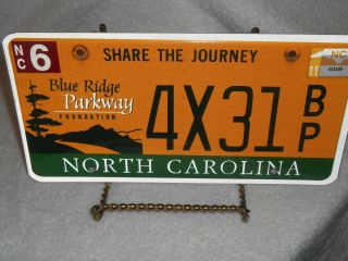 North Carolina Specialty License Plate Tag Blue Ridge Parkway 2011 Flat