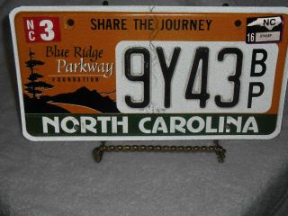 North Carolina Specialty License Plate Tag Blue Ridge Parkway 2016