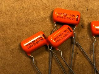 4 NOS Vintage Sprague Orange Drop.  0068 uf 600v 6PS Guitar Amp Tone Capacitors 2