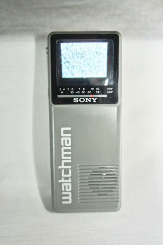 Vintage 1987 Sony Watchman Fd10a Antenna Mini Black & White Tv