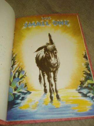 Vtg 50s Suede Cover Booklet The Small One A Little Donkey Christmas Story