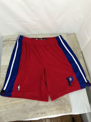 Detroit Pistons 2xl (48) Adidas Nba Authentic On - Court Team Issue Pro Cut Shorts