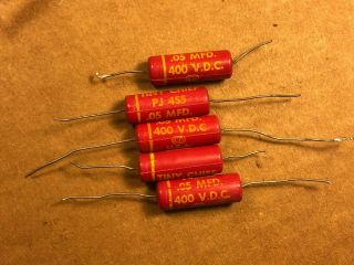 Set Of 5 Cornell Dubilier Tiny Chief.  05 Uf 400v Guitar Tone Capacitors