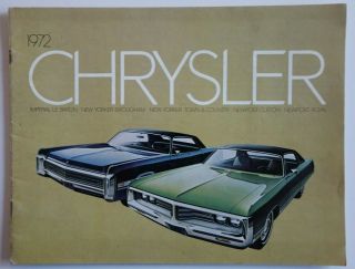 Chrysler Imperial Full Line 1972 Dealer Brochure - English - Canada Yorker