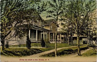 Vintage Postcard: Houses " Along The Bluff At Sea Breeze,  Ny " ; Db Era,  1907 - 1914