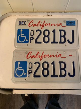 California Disabled License Plates.  Matching Set Of 2