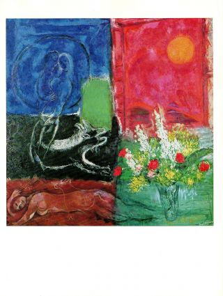 1972 Vintage Marc Chagall " The Sun Of Poros,  Le Soleil " Color Offset Lithograph