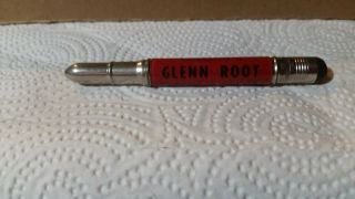 Vintage " Glenn Root,  Mobilgas,  Tank Wagon Service,  Blue Earth,  Minn " Bullet Pencil