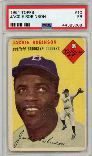 1954 Topps 10 Jackie Robinson Psa 1 Brooklyn Dodgers Hof