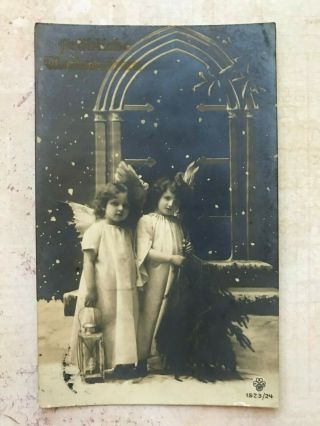 Christmas Fantasy Angels Children Vintage Postcard
