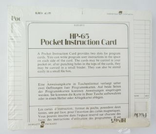 Vintage Hp - 65 Pocket Instruction Program Card Holder 20 Card Holders