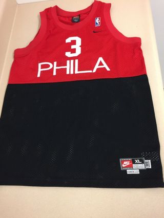 Phila Philadelphia 76ers Nba 3 Allen Iverson Jersey Team Nike Sewn Size Xl Ar49